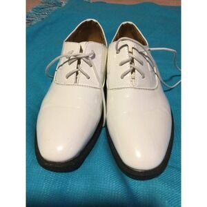 Terroni Italian Design Classic Faux Patent Leather White Men's Oxfords Size 7.5